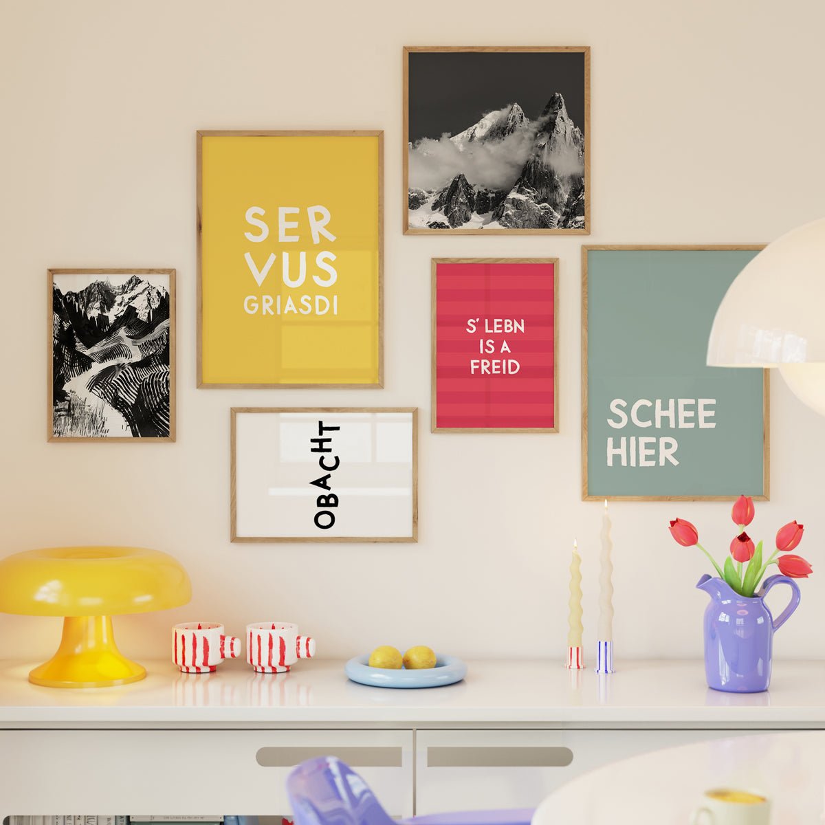 Servus Griasdi • Fine Art Poster mit bayrischem Spruch - vonSUSI