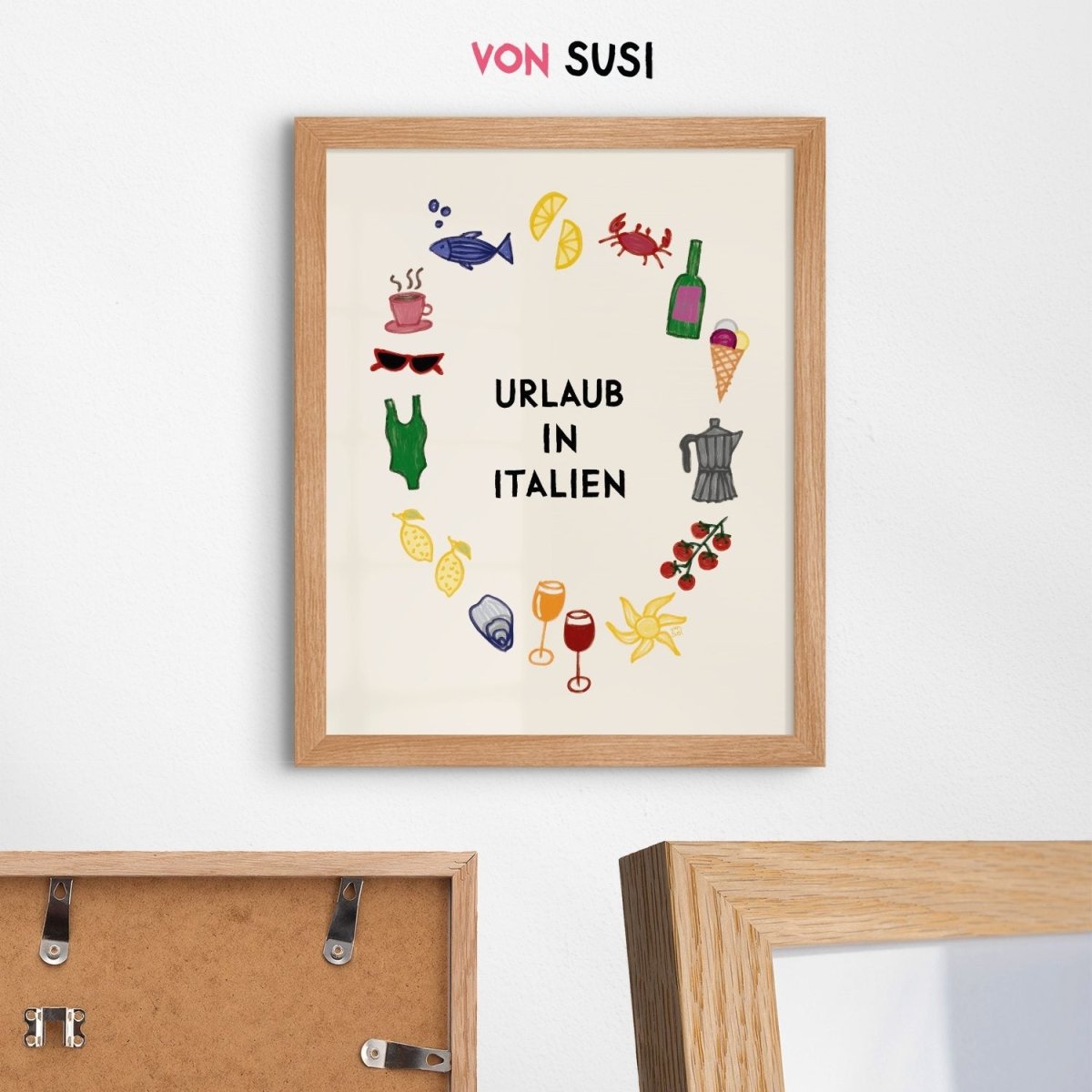 Urlaub in Italien Bild • Poster mit italienischen Illustrationen - vonSUSI