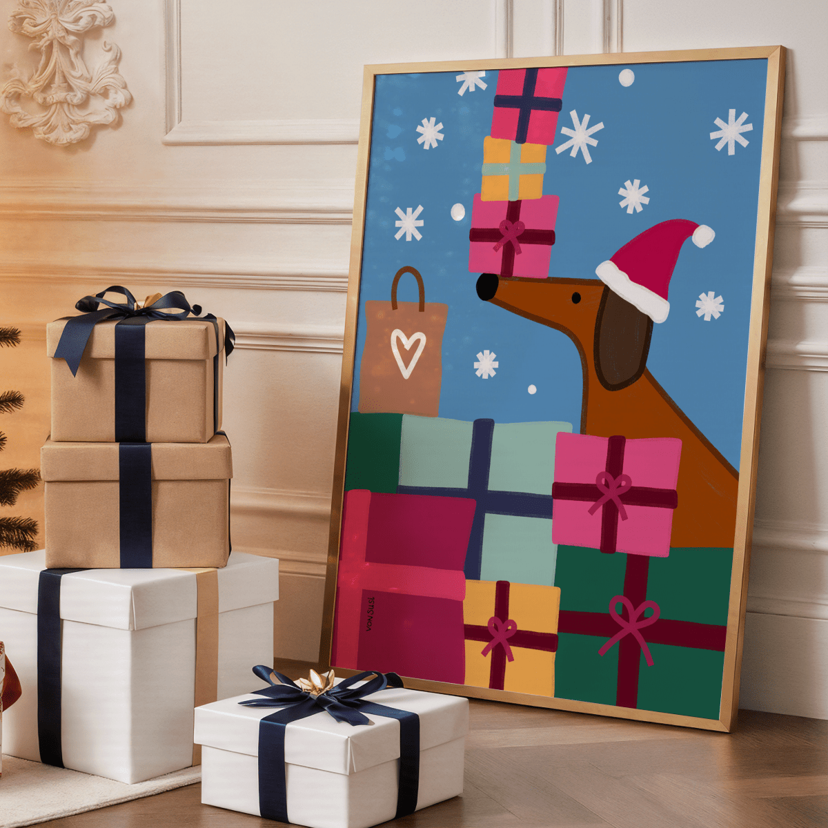 Weihnachtliches Dackelposter • handgezeichnet und exklusiv bei vonSUSI - vonSUSI