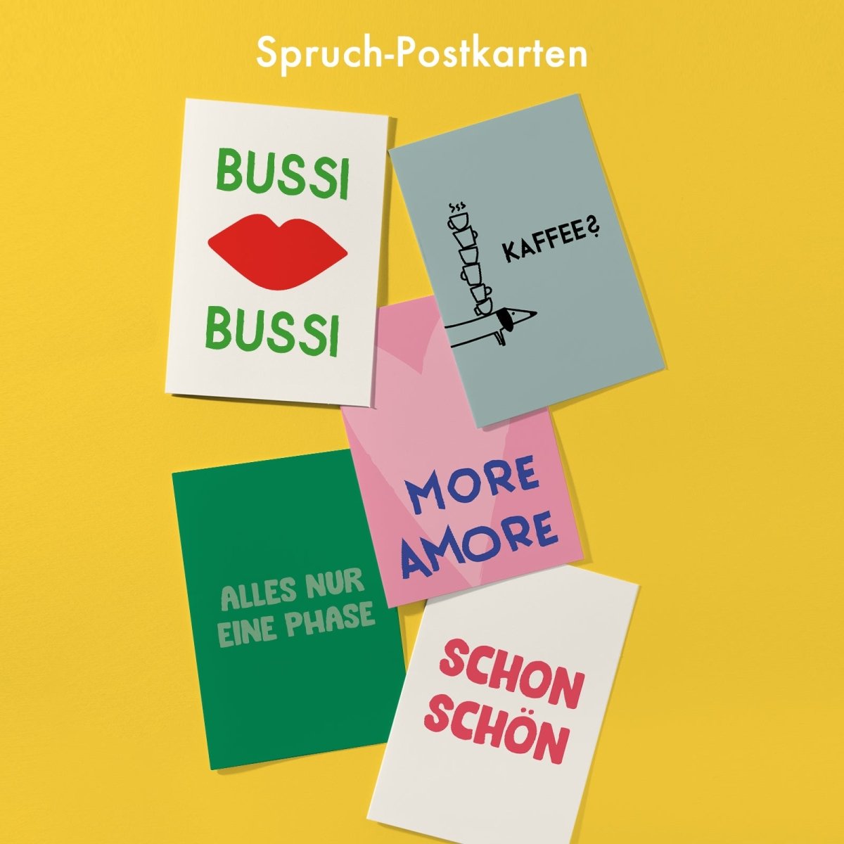 5er Set Spruch Postkarten mit verschiedenen lustigen und herzlichen Sprüchen - vonSUSI