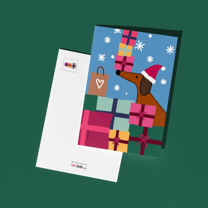 5er Set Weihnachtspostkarten • weihnachtliche Postkarten, handgezeichnet mit Dackel und co - vonSUSI