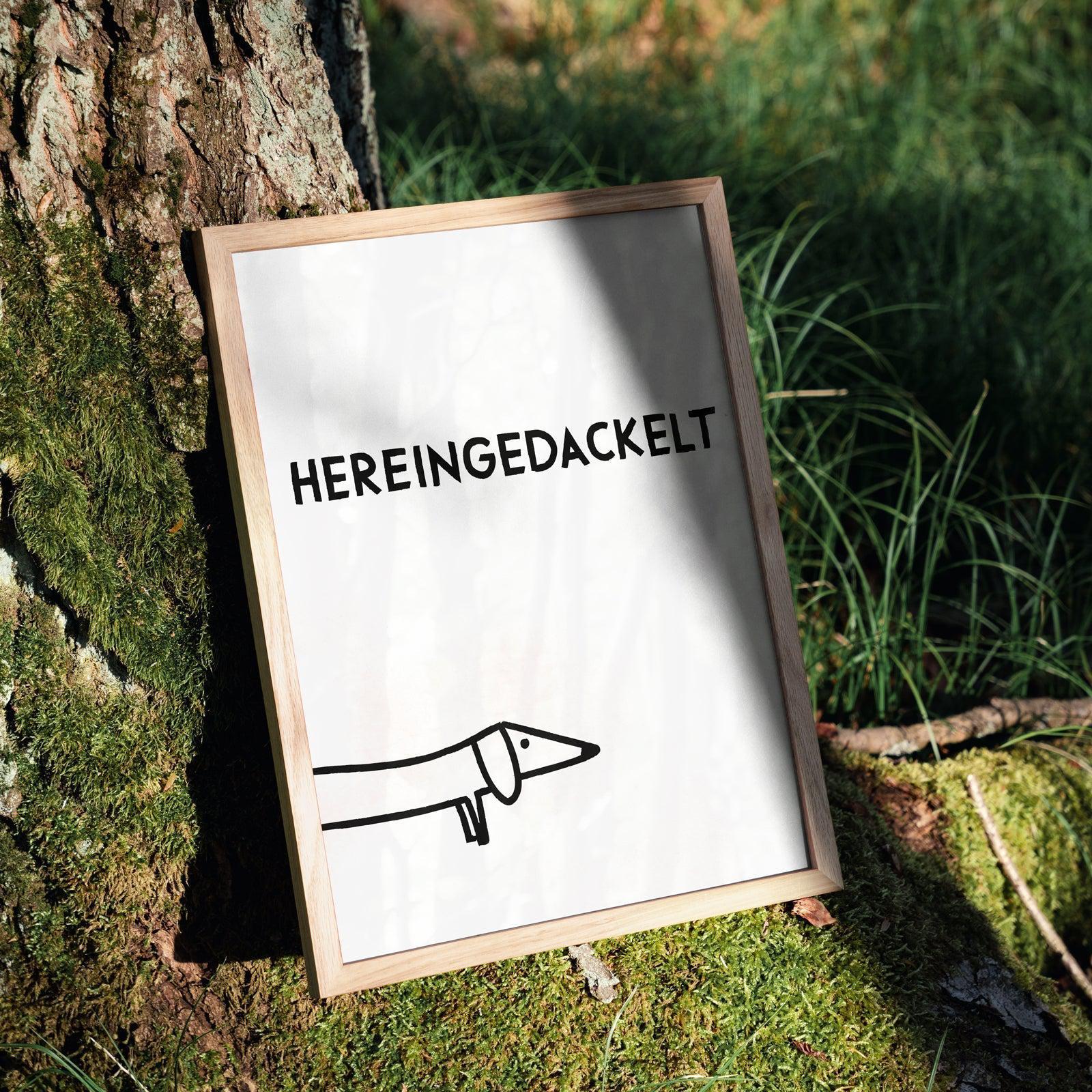 Lustiges Hunde Poster - Dackel Macht Kaffee - DIN A4 Wanddeko