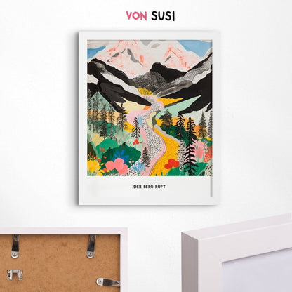 Alpen Poster • Der Berg ruft Poster • Fine Art Poster • bayerische Berge Illustration - vonSUSI Poster