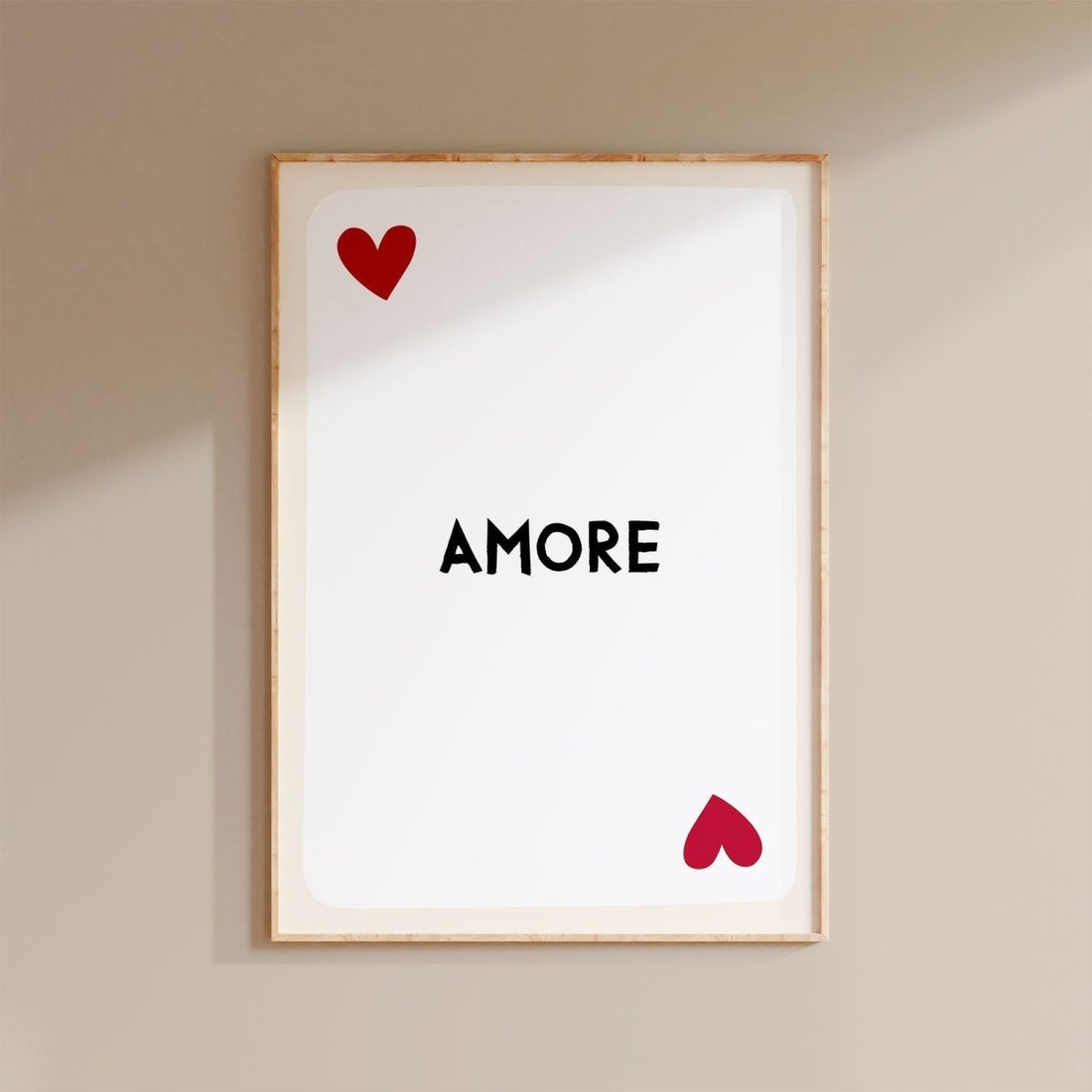 Amore Poster • Spielkarte mit Herz • minimalistisches Amore Design Poster in weiß rot - vonSUSI