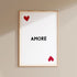 Amore Poster • Spielkarte mit Herz • minimalistisches Amore Design Poster in weiß rot - vonSUSI