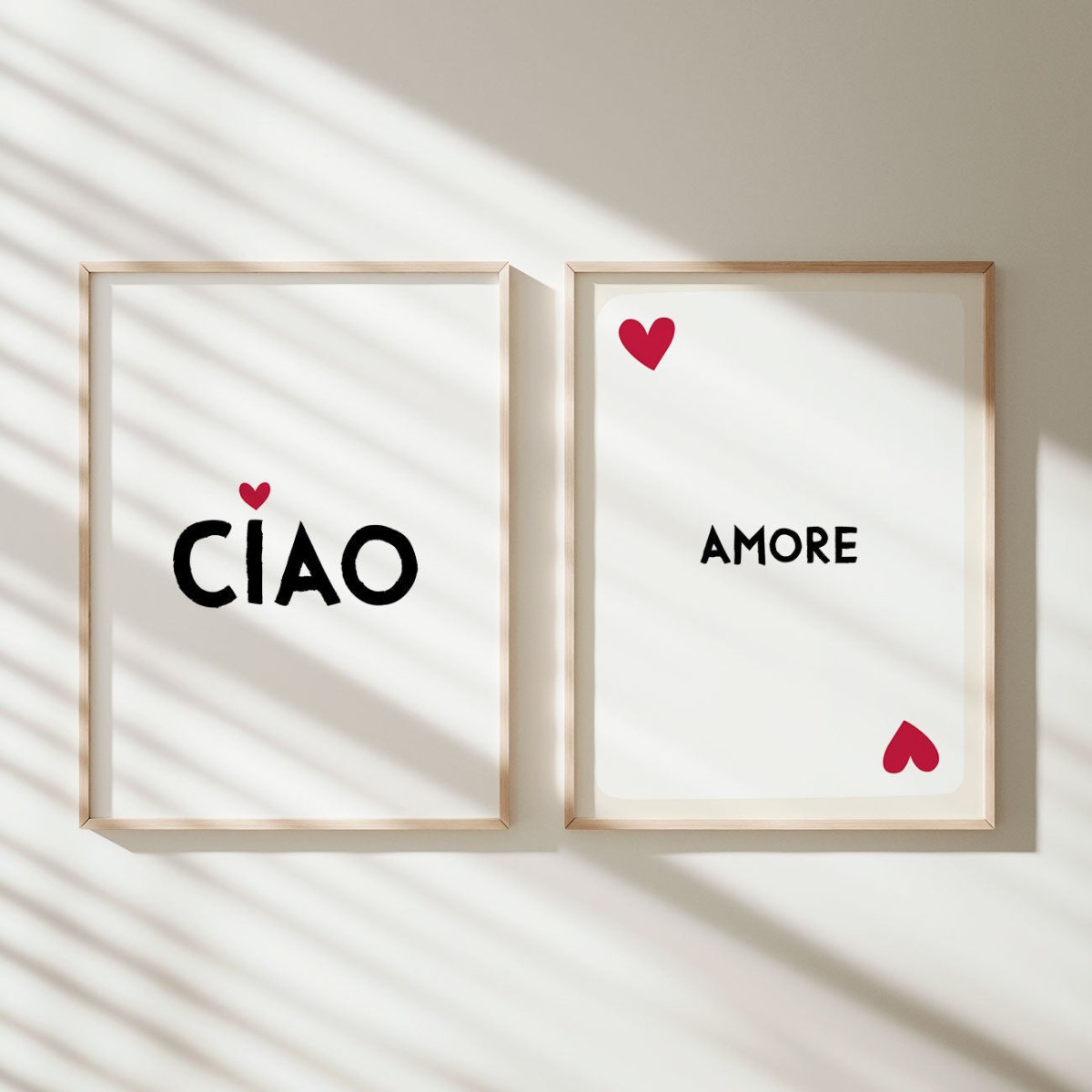 Amore Poster • Spielkarte mit Herz • minimalistisches Amore Design Poster in weiß rot - vonSUSI