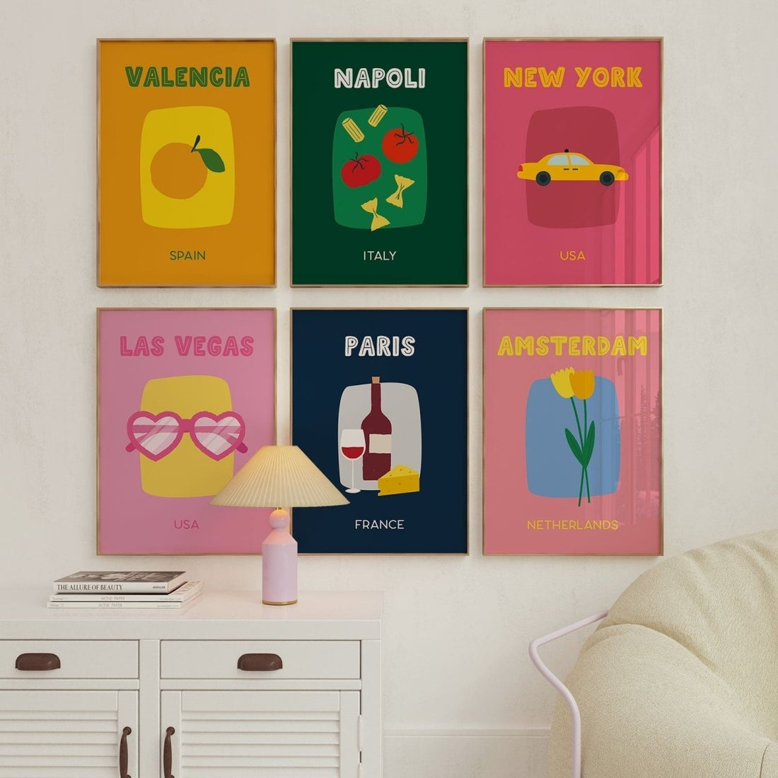 Amsterdam Poster • Städteposter Amsterdam • Tulpen Poster in rosa gelb • Poster mit Tulpen Motiv - vonSUSI