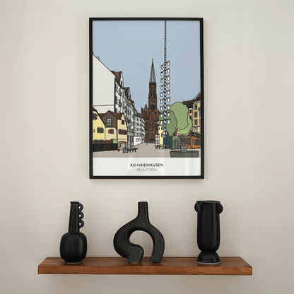 Au - Haidhausen Poster • Wiener Platz München • handgezeichnet - vonSUSI