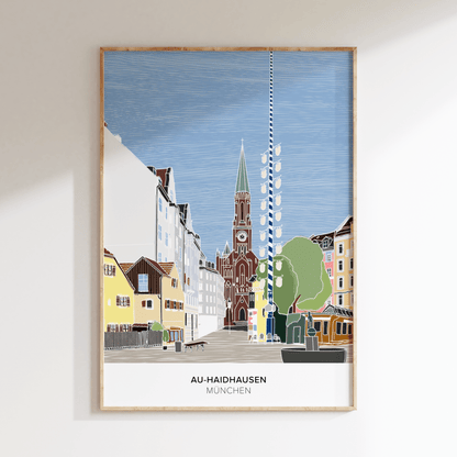 Au - Haidhausen Poster • Wiener Platz München • handgezeichnet - vonSUSI