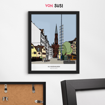 Au - Haidhausen Poster • Wiener Platz München • handgezeichnet - vonSUSI