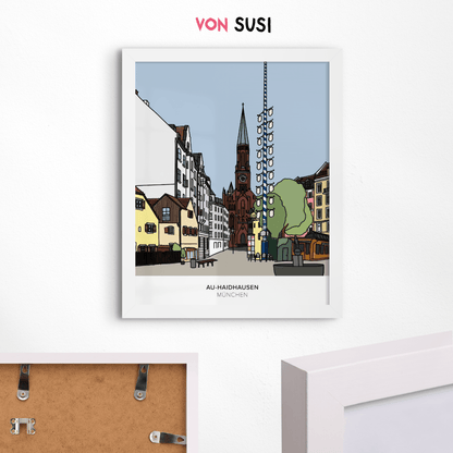 Au - Haidhausen Poster • Wiener Platz München • handgezeichnet - vonSUSI