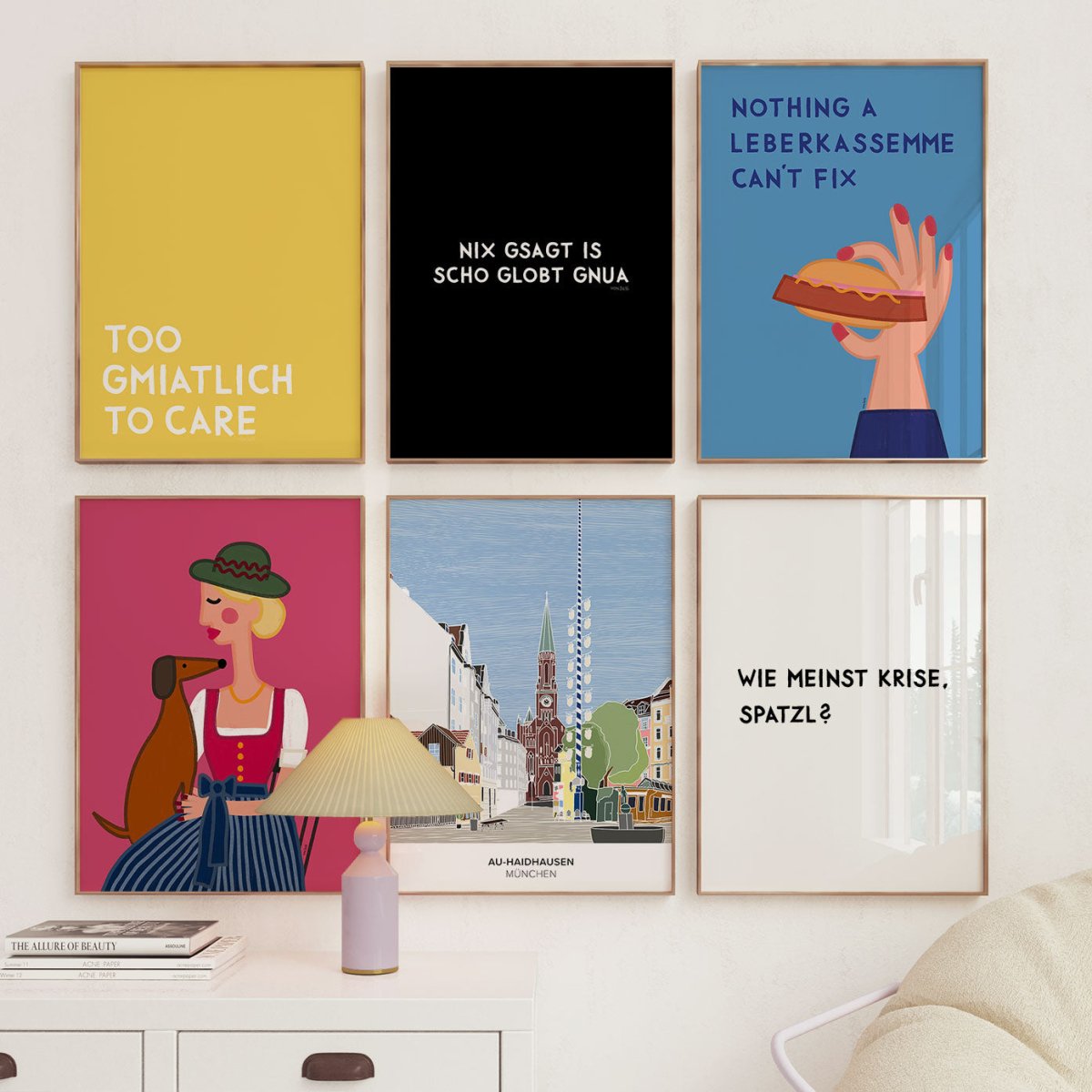 Bayerisches Poster mit Leberkassemmel • exklusive Illustration von Susi • bairisches Bild mit Spruch - vonSUSI