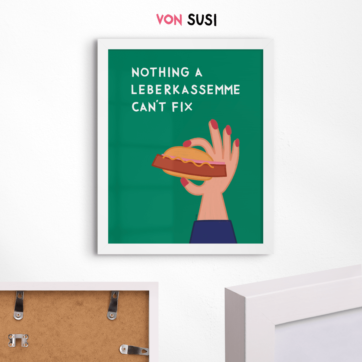 Bayerisches Poster mit Leberkassemmel • exklusive Illustration von Susi • bairisches Bild mit Spruch - vonSUSI
