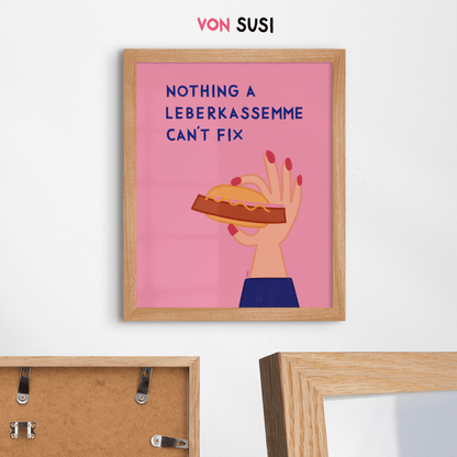 Bayerisches Poster mit Leberkassemmel • exklusive Illustration von Susi • bairisches Bild mit Spruch - vonSUSI