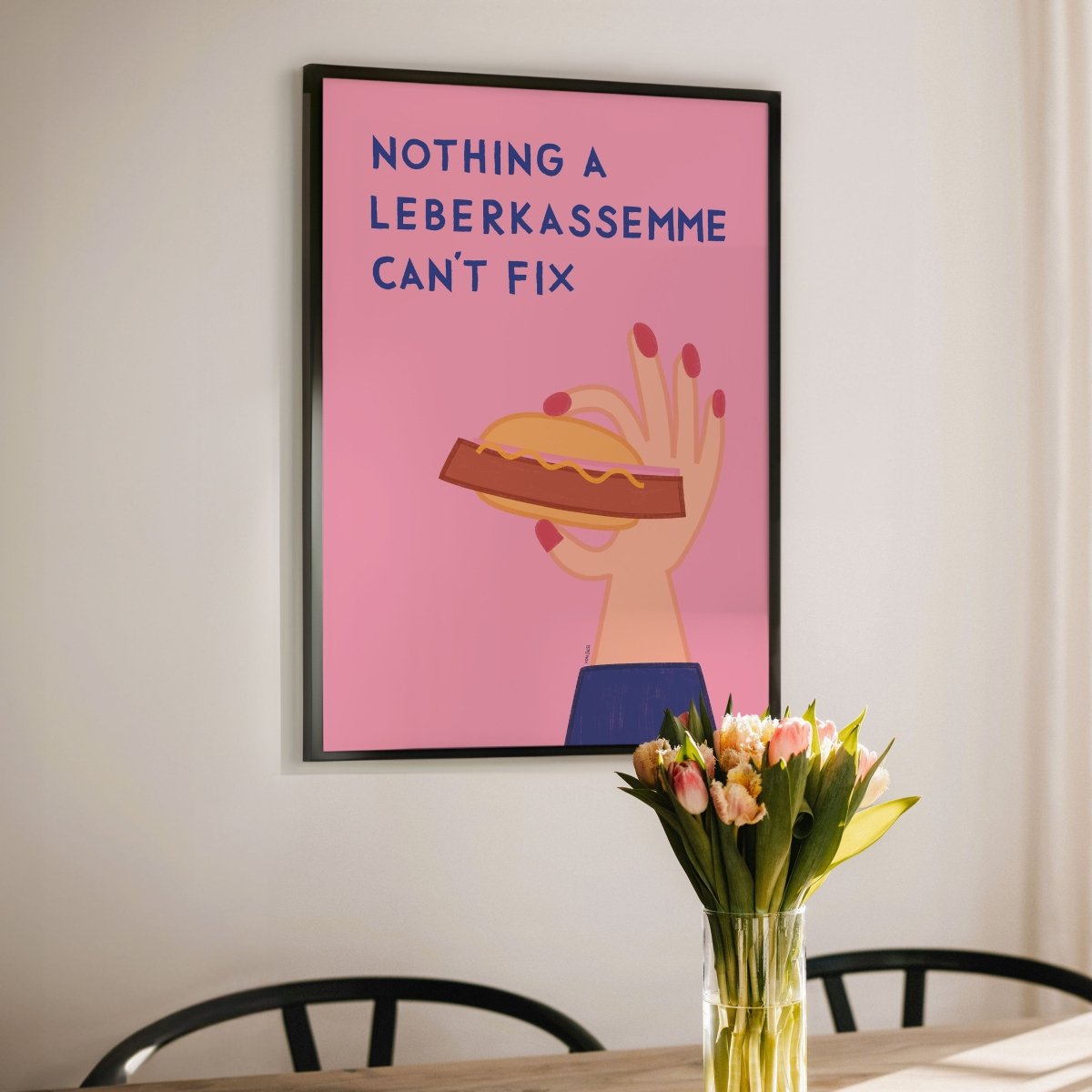 Bayerisches Poster mit Leberkassemmel • exklusive Illustration von Susi • bairisches Bild mit Spruch - vonSUSI