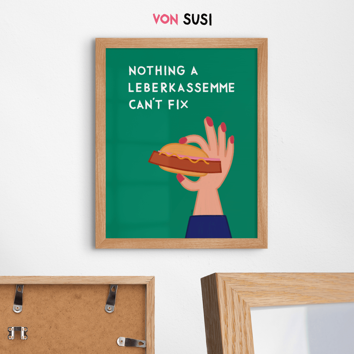 Bayerisches Poster mit Leberkassemmel • exklusive Illustration von Susi • bairisches Bild mit Spruch - vonSUSI