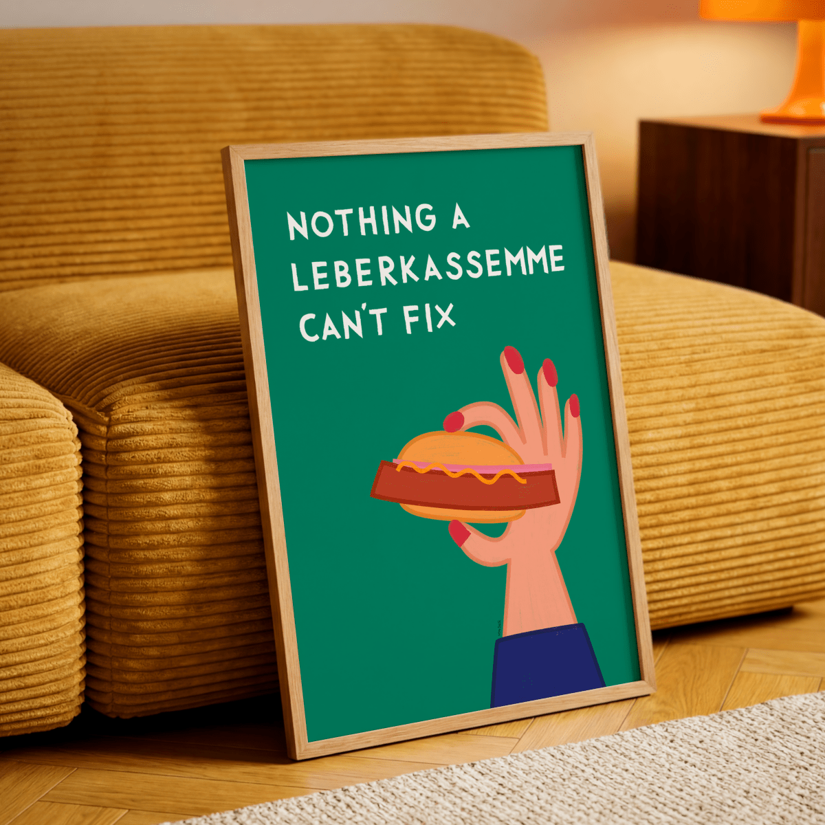 Bayerisches Poster mit Leberkassemmel • exklusive Illustration von Susi • bairisches Bild mit Spruch - vonSUSI