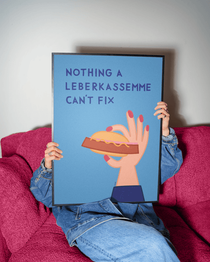 Bayerisches Poster mit Leberkassemmel • exklusive Illustration von Susi • bairisches Bild mit Spruch - vonSUSI