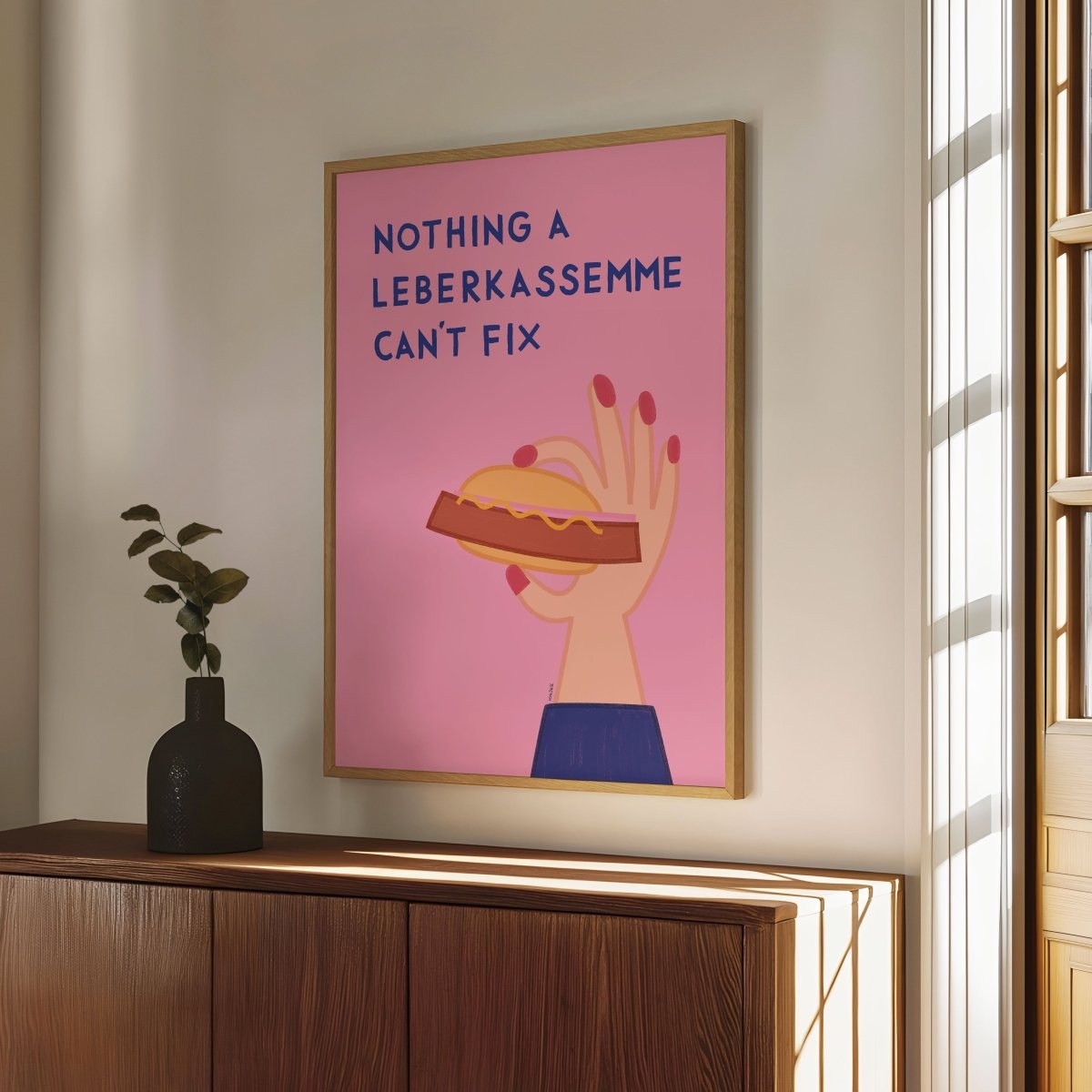 Bayerisches Poster mit Leberkassemmel • exklusive Illustration von Susi • bairisches Bild mit Spruch - vonSUSI