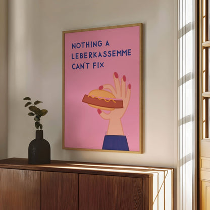 Bayerisches Poster mit Leberkassemmel • exklusive Illustration von Susi • bairisches Bild mit Spruch - vonSUSI