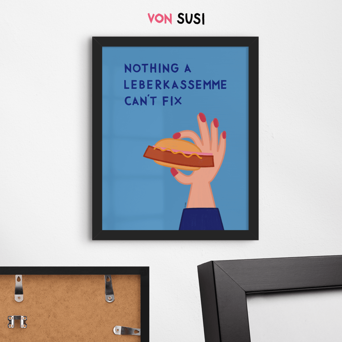 Bayerisches Poster mit Leberkassemmel • exklusive Illustration von Susi • bairisches Bild mit Spruch - vonSUSI