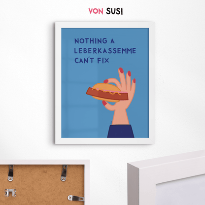 Bayerisches Poster mit Leberkassemmel • exklusive Illustration von Susi • bairisches Bild mit Spruch - vonSUSI
