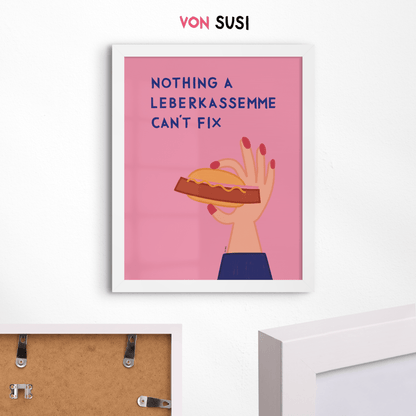 Bayerisches Poster mit Leberkassemmel • exklusive Illustration von Susi • bairisches Bild mit Spruch - vonSUSI