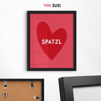 Bayerisches Spatzl Poster mit Herz in verschiedenen Farben - vonSUSI