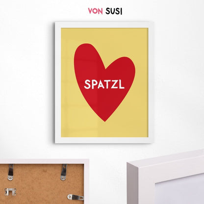 Bayerisches Spatzl Poster mit Herz in verschiedenen Farben - vonSUSI