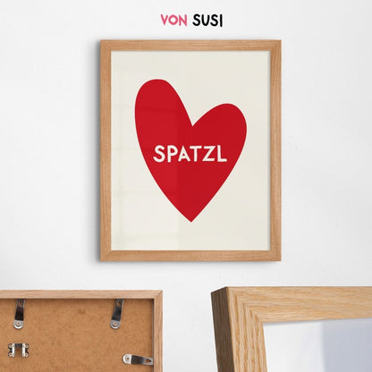 Bayerisches Spatzl Poster mit Herz in verschiedenen Farben - vonSUSI