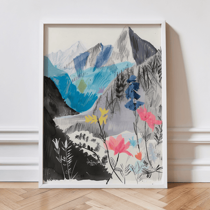 Bayrische Berge in Pastell Poster • Illustration • Fine Art Alpen Poster als Wanddekoration für Berg Fans - vonSUSI