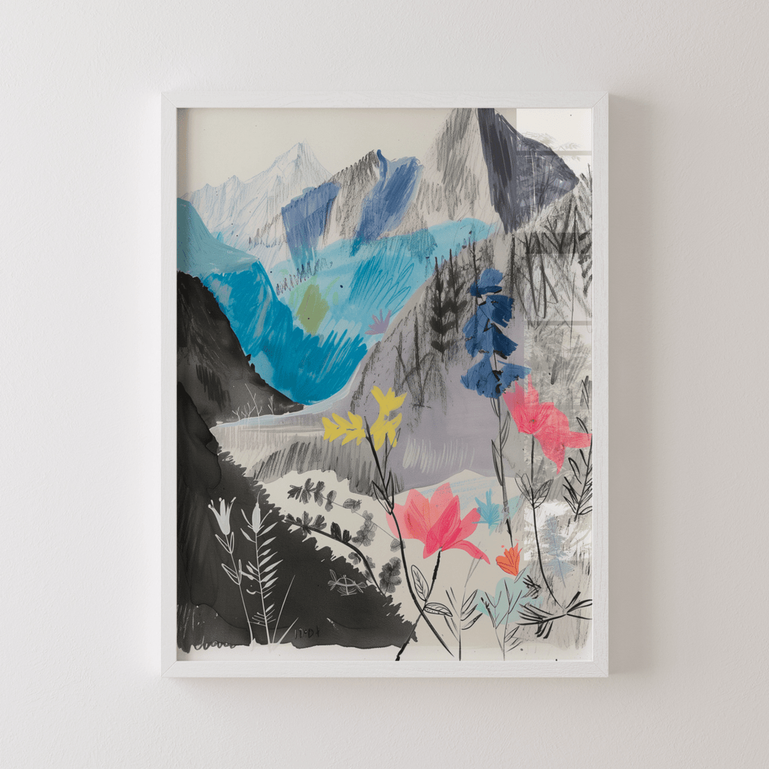 Bayrische Berge in Pastell Poster • Illustration • Fine Art Alpen Poster als Wanddekoration für Berg Fans - vonSUSI