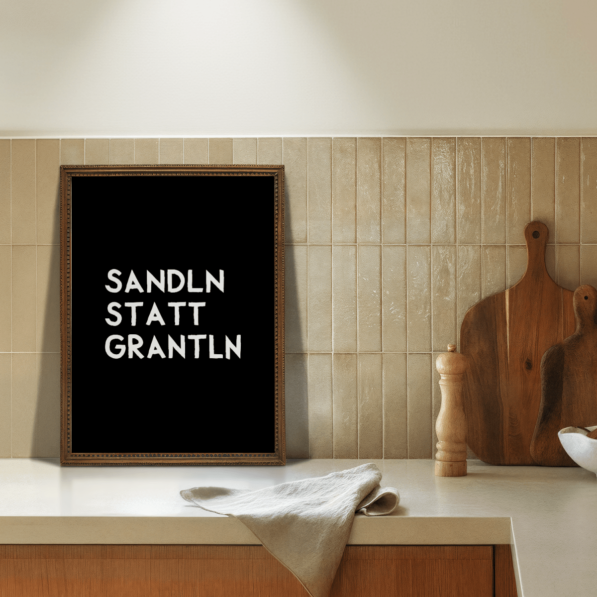 Bayrisches Spruchposter: Sandln statt grantln - Poster mit lustigem bayerischem Spruch - vonSUSI