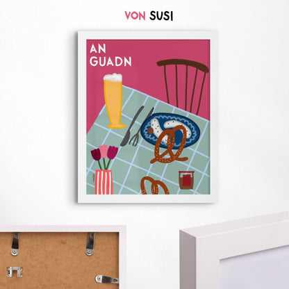 Bayrisches Stillleben &quot;An Guadn&quot; • modernes Poster mit Brotzeit - vonSUSI