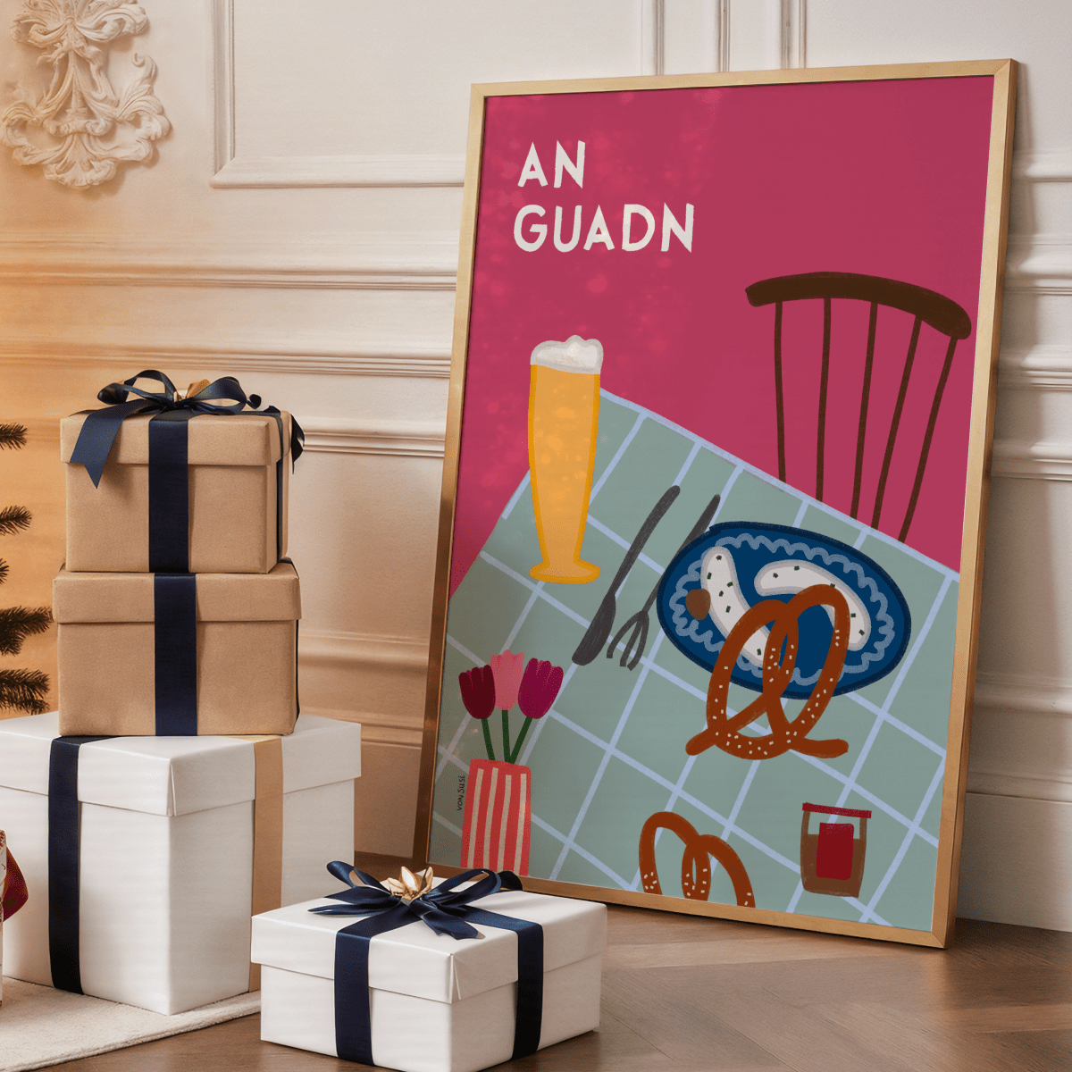 Bayrisches Stillleben &quot;An Guadn&quot; • modernes Poster mit Brotzeit - vonSUSI