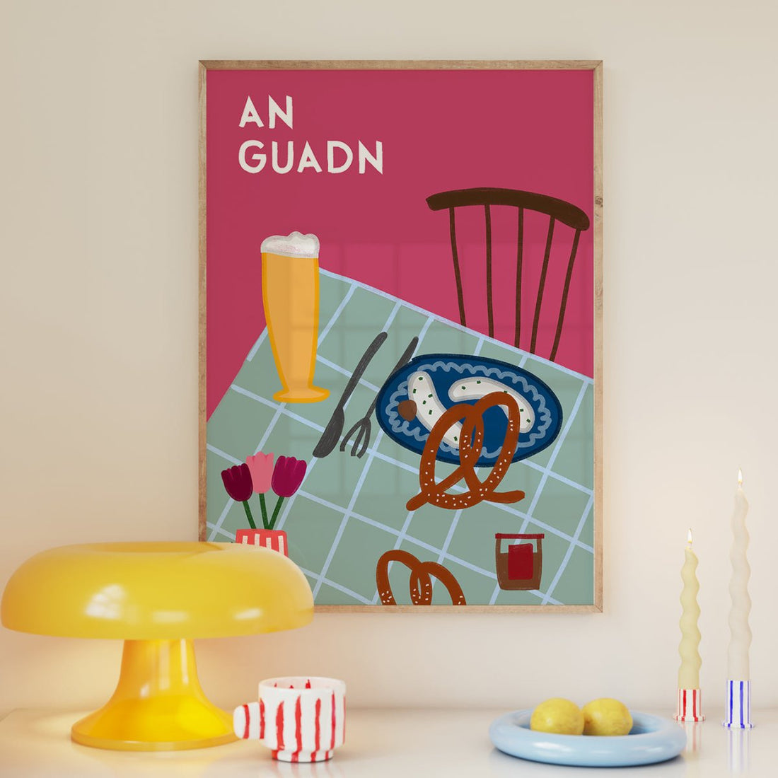 Bayrisches Stillleben &quot;An Guadn&quot; • modernes Poster mit Brotzeit - vonSUSI