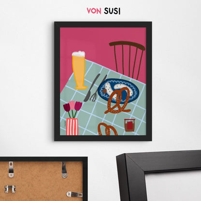 Bayrisches Stillleben &quot;An Guadn&quot; • modernes Poster mit Brotzeit - vonSUSI