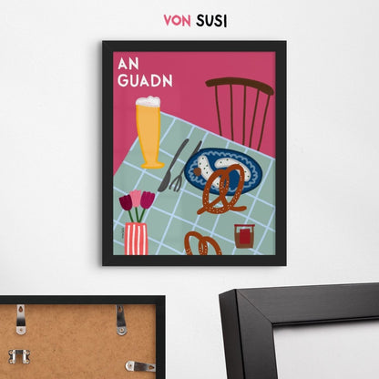 Bayrisches Stillleben &quot;An Guadn&quot; • modernes Poster mit Brotzeit - vonSUSI