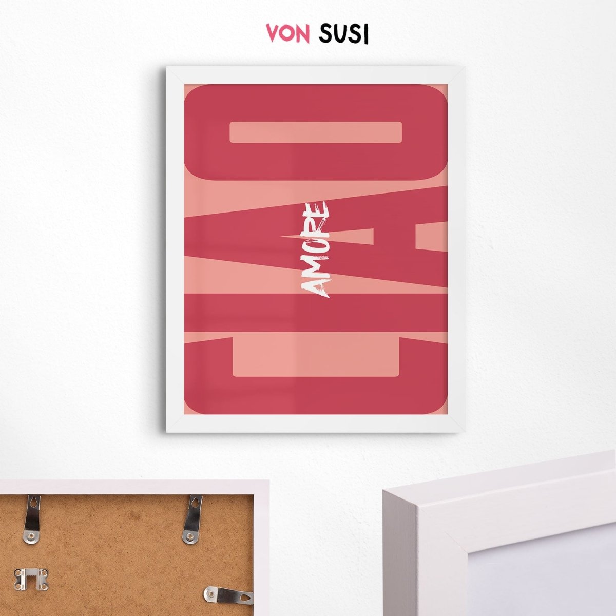 Ciao Amore Poster • modernes italienisches Wandbild • Statement Poster für Dolce Vita Vibes • rosa - vonSUSI