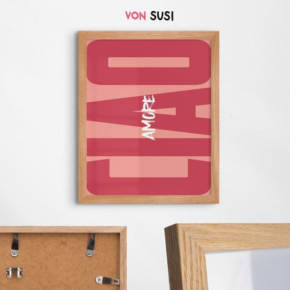 Ciao Amore Poster • modernes italienisches Wandbild • Statement Poster für Dolce Vita Vibes • rosa - vonSUSI