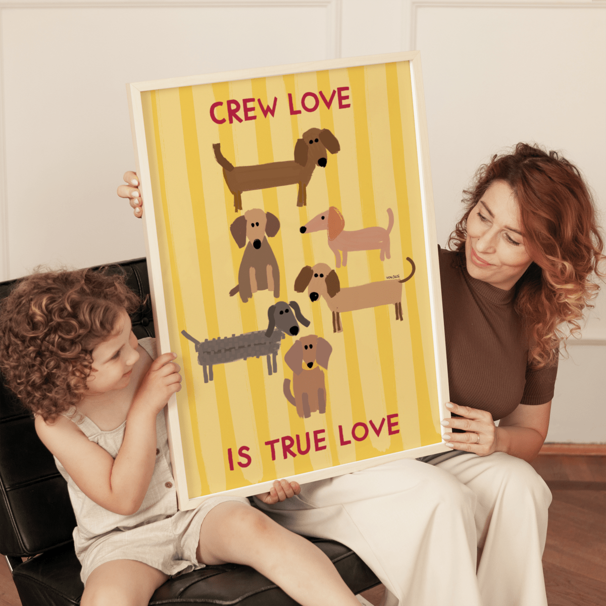 Crew love is true love Poster: Dackelposter mit Dackel Illustration - vonSUSI