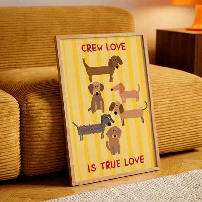 Crew love is true love Poster: Dackelposter mit Dackel Illustration - vonSUSI
