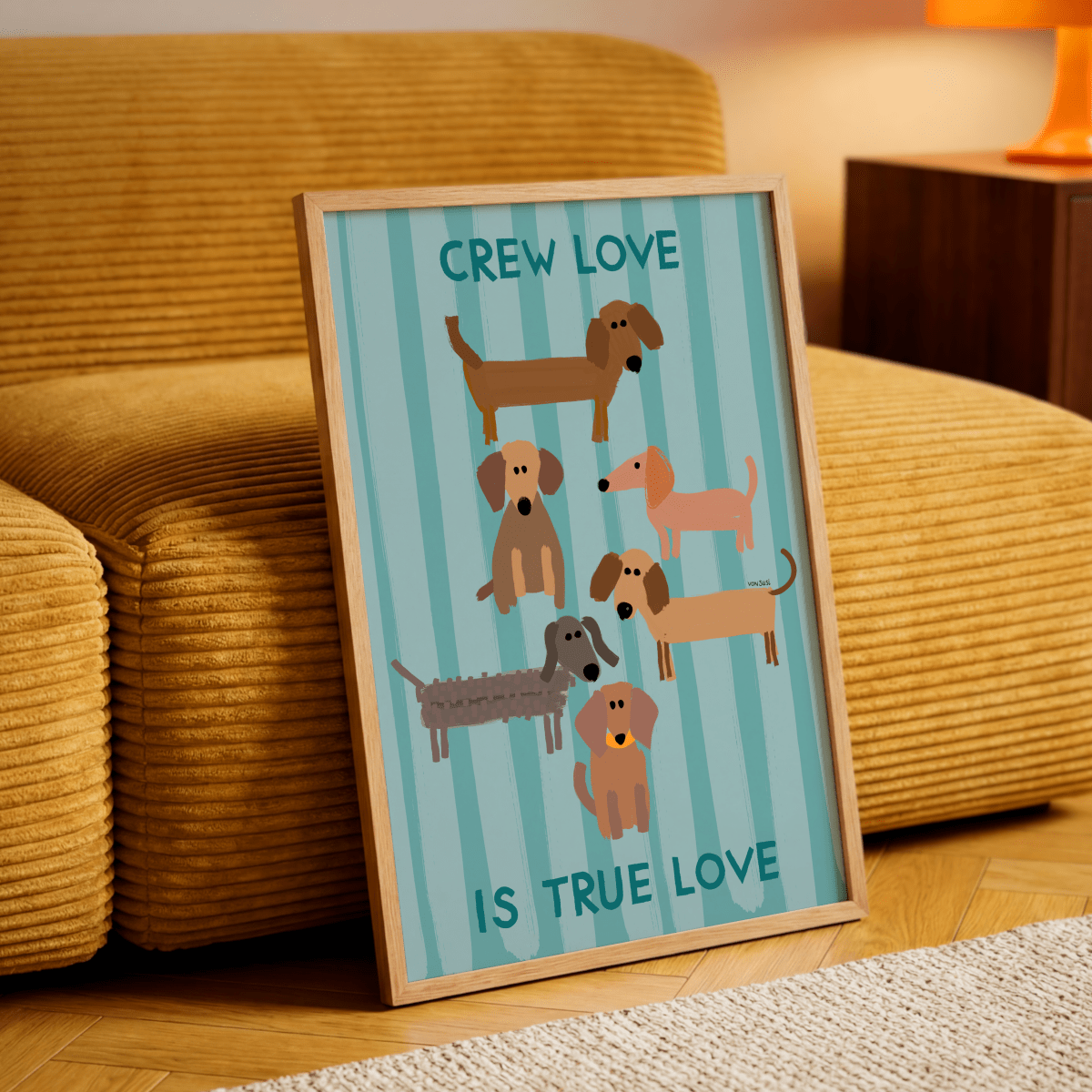 Crew love is true love Poster: Dackelposter mit Dackel Illustration - vonSUSI
