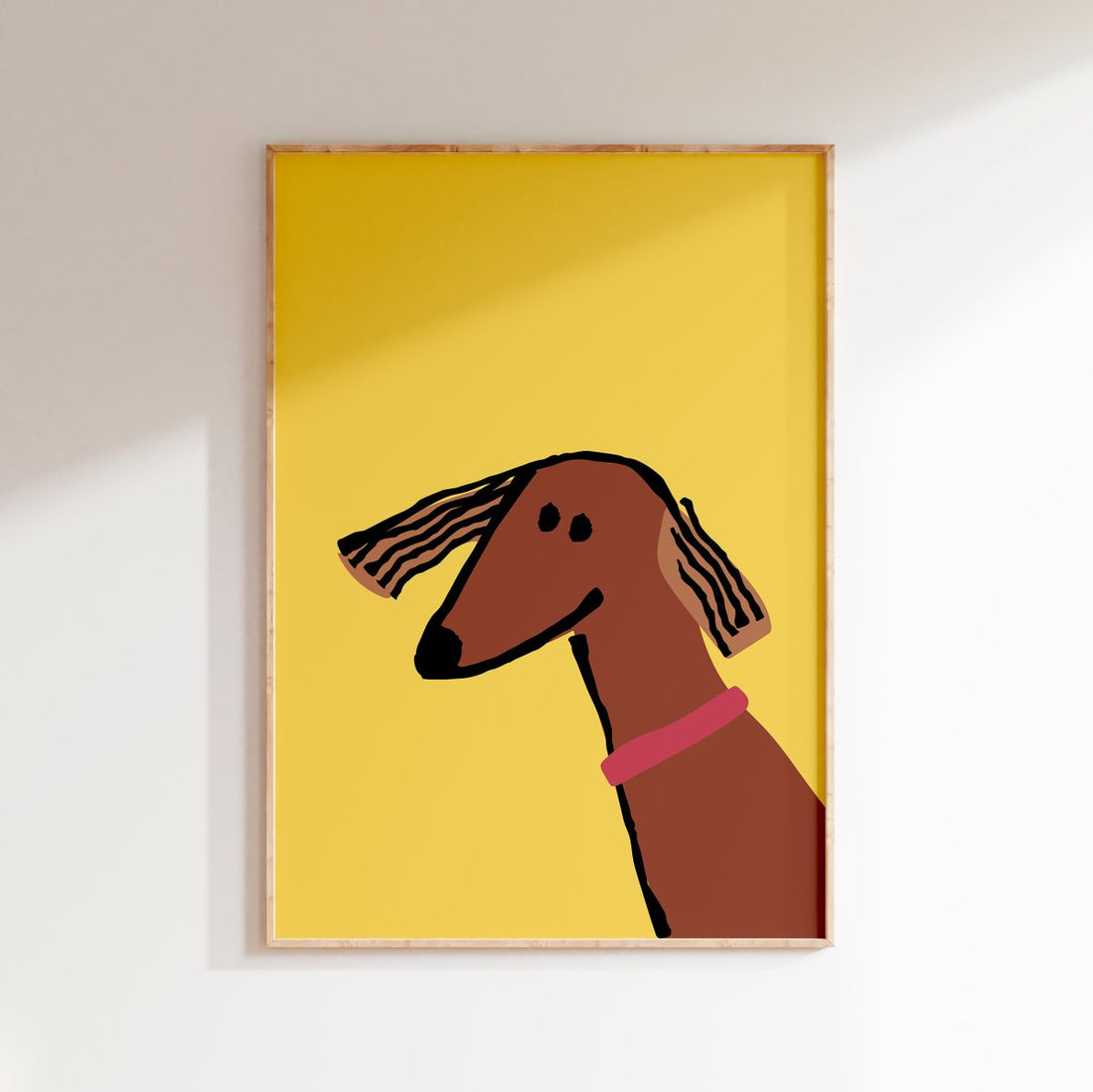 Dackel Poster in gelb • Dackelposter • Wandbild mit Dackel Illustration - vonSUSI