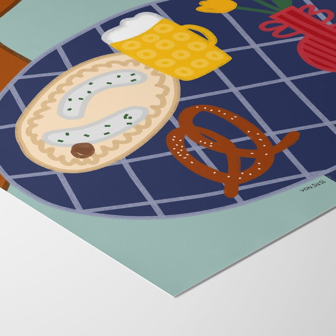 Dackelposter mit bayrischer Brotzeit • handgezeichnet und exklusiv bei vonSUSI - vonSUSI