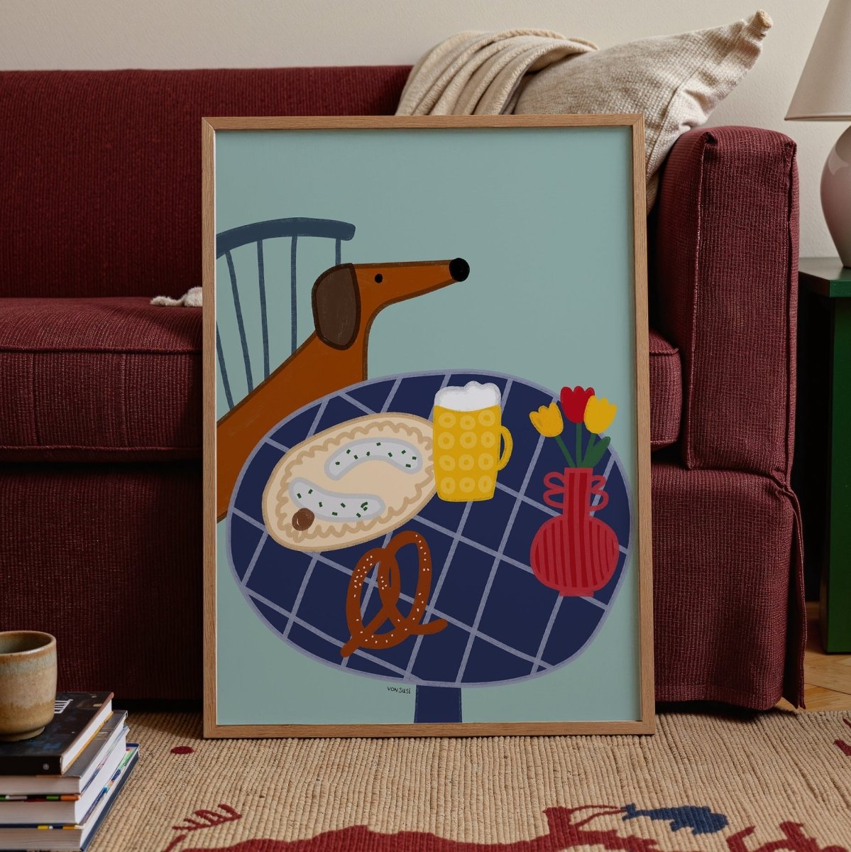 Dackelposter mit bayrischer Brotzeit • handgezeichnet und exklusiv bei vonSUSI - vonSUSI