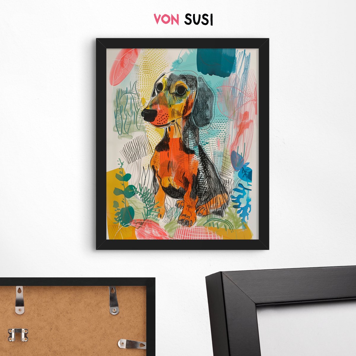 Dackelposter mit bunter Illustration - vonSUSI
