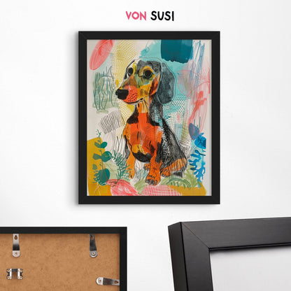 Dackelposter mit bunter Illustration - vonSUSI