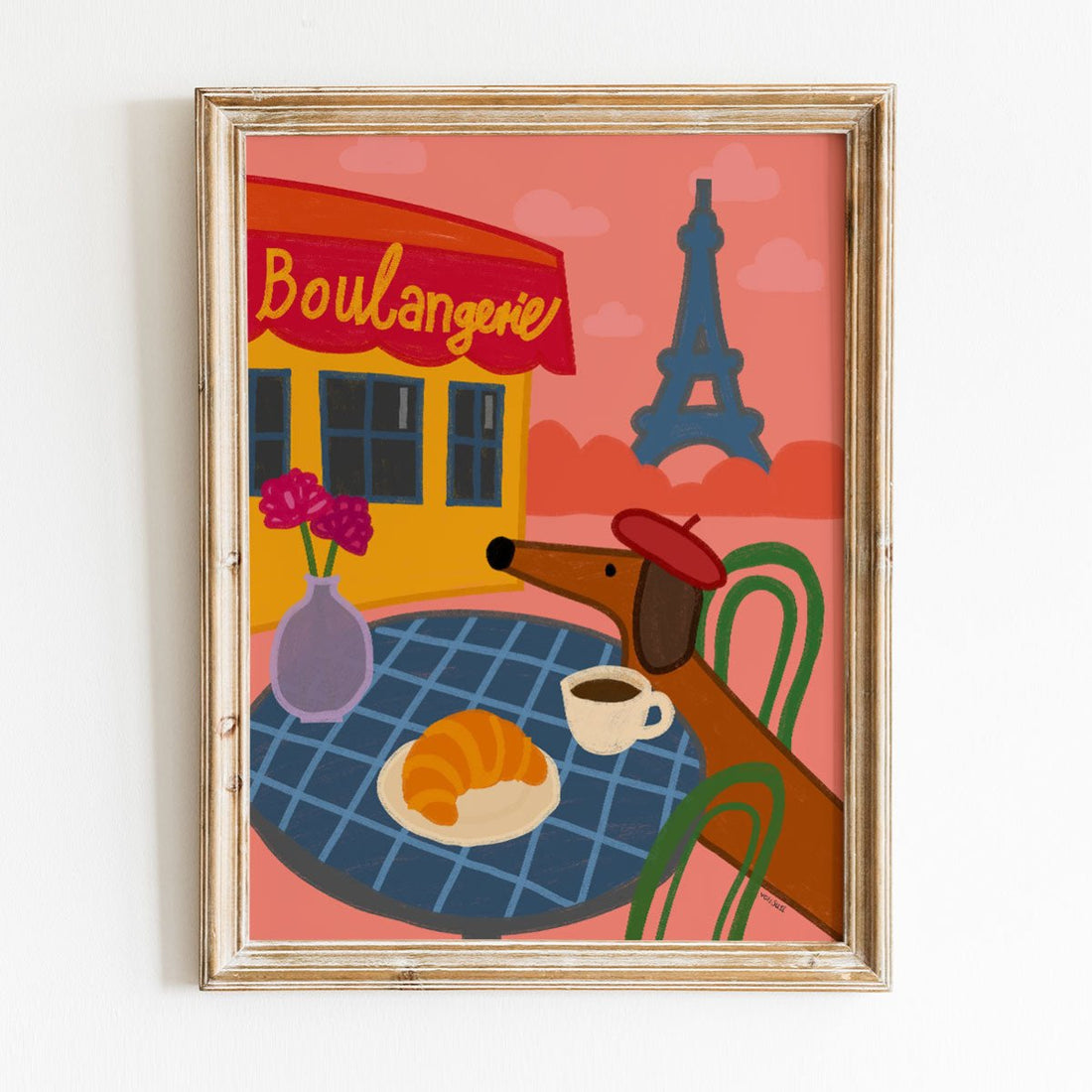 Dackelposter mit Dackel in Paris • handgezeichnet, exklusiv bei vonSUSI - vonSUSI