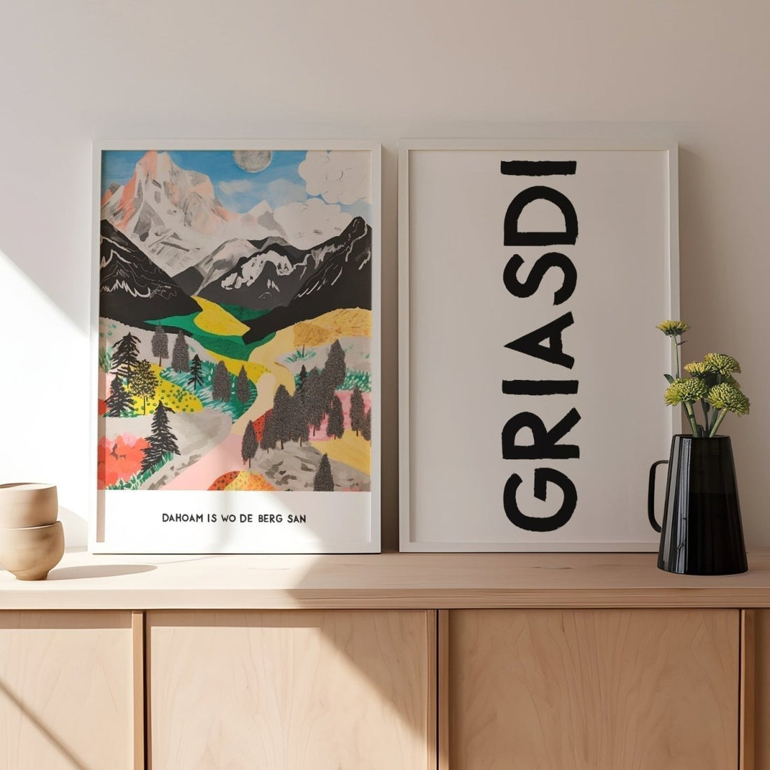 Dahoam is wo de Berg san Poster • bayerische Berge Poster • bayerisches Poster • Bavarian Lifestyle • Wanddekoration für Berg Fans - vonSUSI